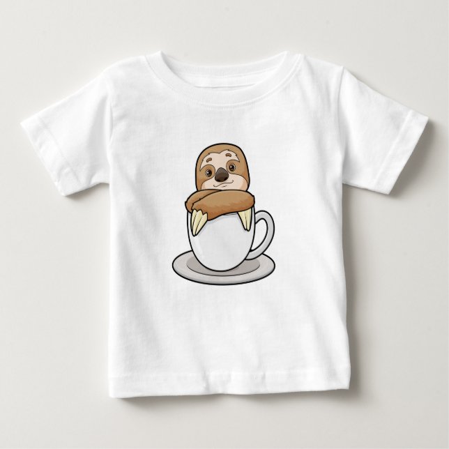 Sloth with Cup of Coffee Baby T-Shirt (Front)