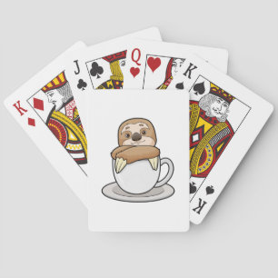Sloth with Cup of Coffee Playing Cards