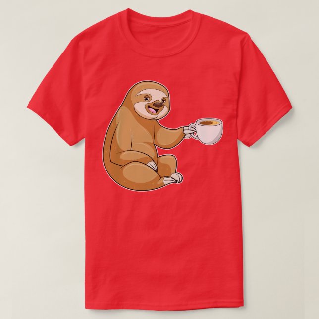 Sloth with Cup of Coffee T-Shirt (Design Front)