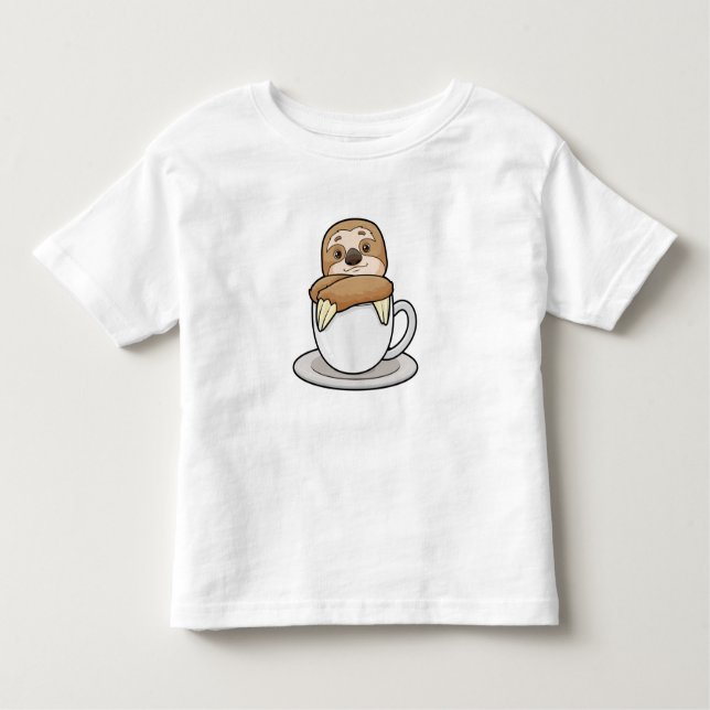 Sloth with Cup of Coffee Toddler T-Shirt (Front)