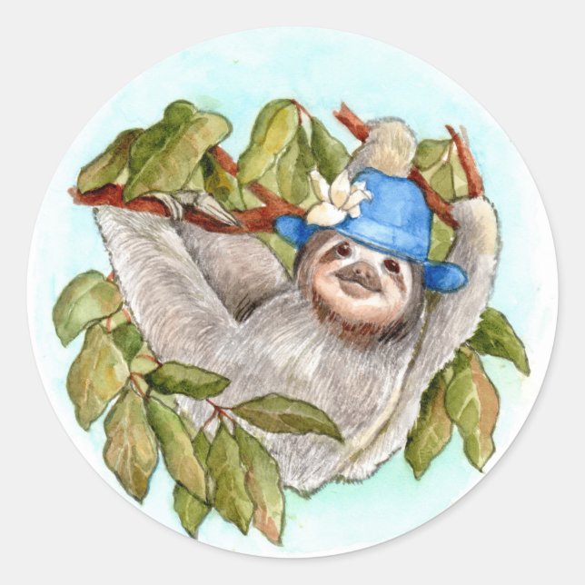 Sloth with Hat Sticker (Front)