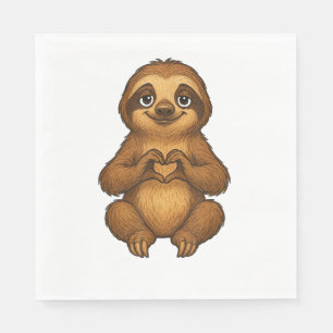 Sloth with Heart _ Sweet Sloth with Heart Symbol T Napkin