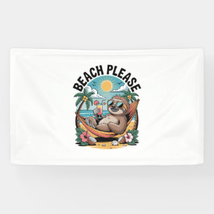 Sloth with Ice Cream Summer Beach Please Banner