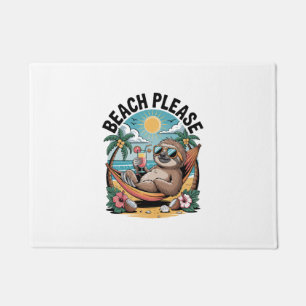 Sloth with Ice Cream Summer Beach Please Doormat