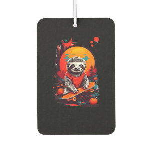 Sloth with skateboard on halloween night Classic T Car Air Freshener