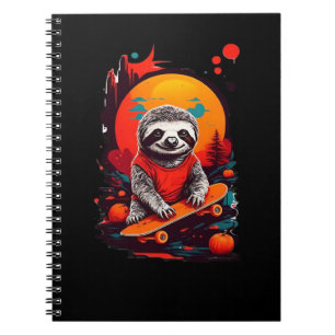Sloth with skateboard on halloween night Classic T Notebook