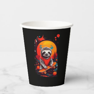 Sloth with skateboard on halloween night Classic T Paper Cups