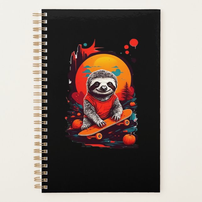 Sloth with skateboard on halloween night Classic T Planner (Front)