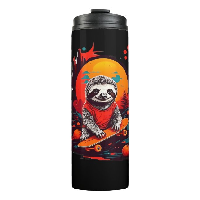 Sloth with skateboard on halloween night Classic T Thermal Tumbler (Front)