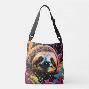 Sloth with splatters crossbody bag