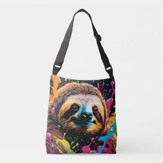 Sloth with splatters crossbody bag