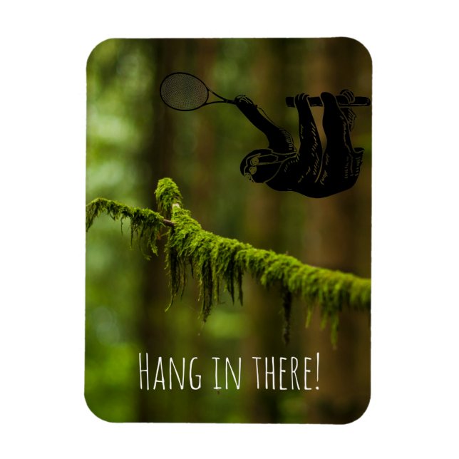 Sloth with Tennis Racquet in the Rainforest Magnet (Vertical)