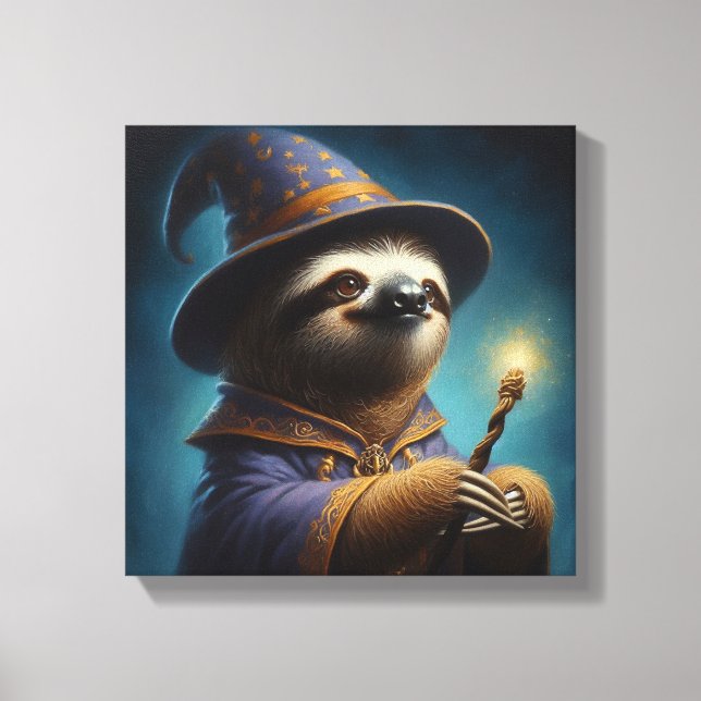 Sloth Wizard Canvas Print (Front)