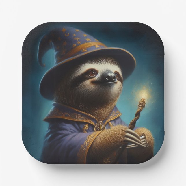 Sloth Wizard Paper Plate (Front)