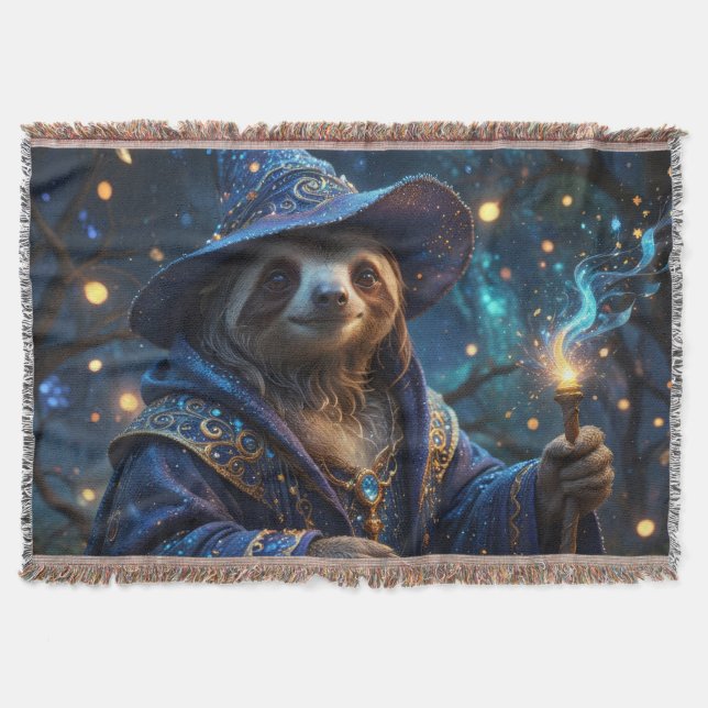 Sloth Wizard Throw Blanket (Front)