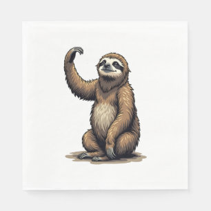 Sloth Woodcut Vintage Wildlife Tee 2 Napkin