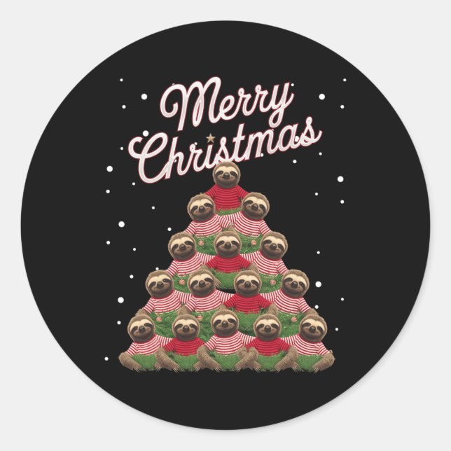 Sloth Xmas Tree Sloths Christmas Tree  Classic Round Sticker (Front)