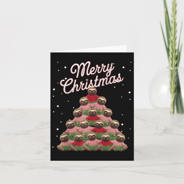 Sloth Xmas Tree Sloths Christmas Tree Tank Top  Card (Front)