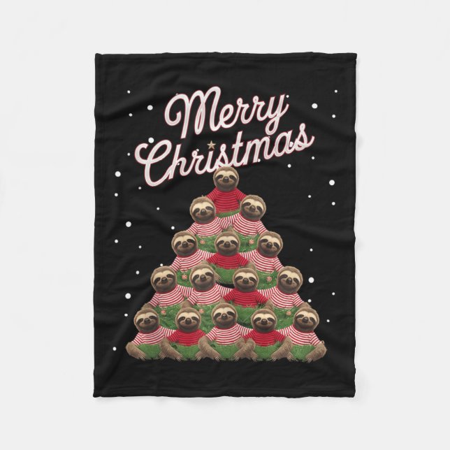 Sloth Xmas Tree Sloths Christmas Tree Tank Top  Fleece Blanket (Front)