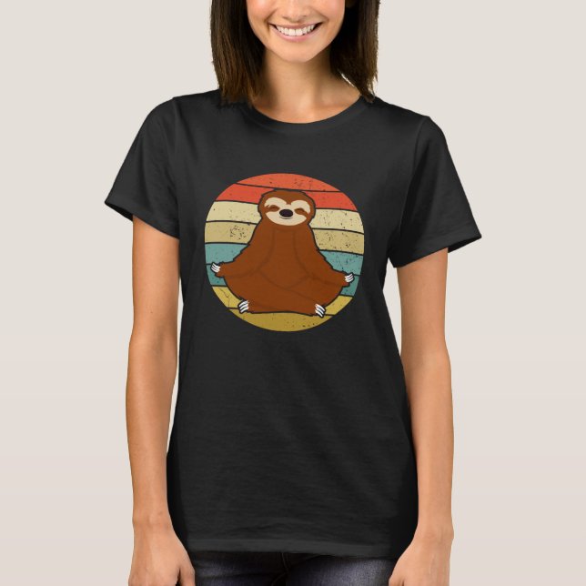 Sloth Yoga Doing Nothing Lazy Retro T-Shirt (Front)
