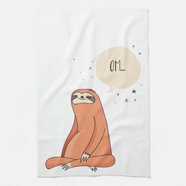 Sloth Yoga Funny Sloth Lover Tea Towel (Vertical)