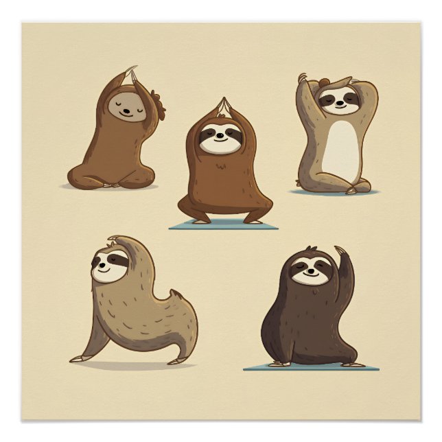 Sloth Yoga Moments Poster (Front)