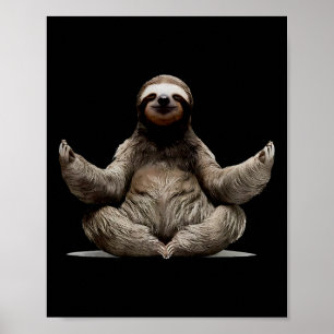Sloth Yoga Namaste Meditation Buddhist Zen Buddha Poster