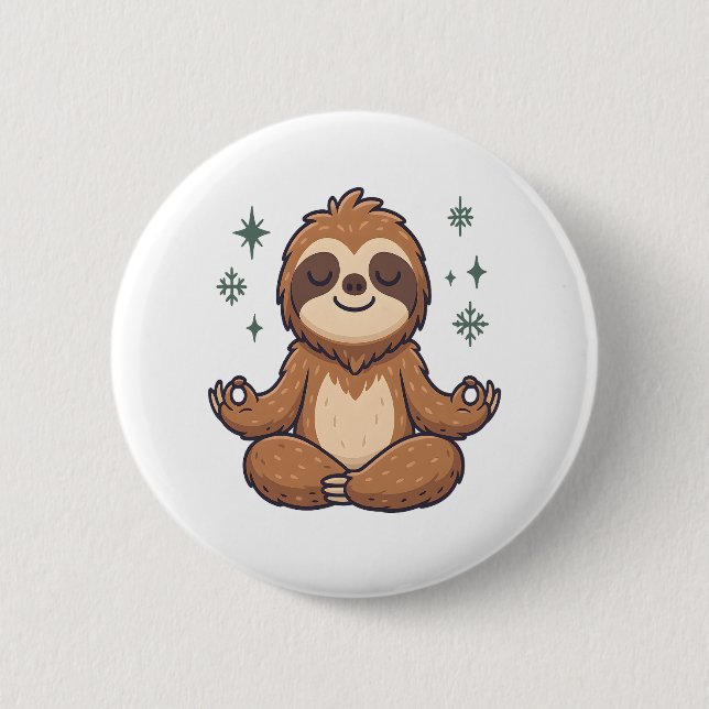Sloth Yoga Sloth 6 Cm Round Badge (Front)