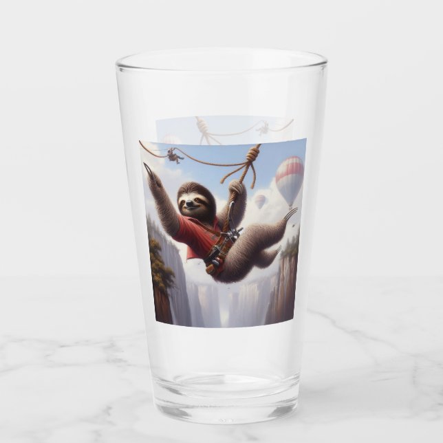 Sloth Ziplining Glass (Front)
