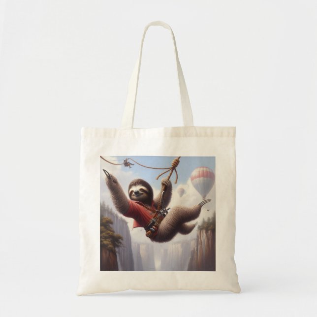Sloth Ziplining Tote Bag (Front)