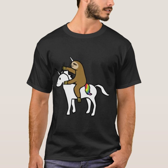 Slothicorn Riding Unicorn friends family T-Shirt (Front)