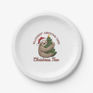 Slothin' Around the Christmas Tree Paper Plate
