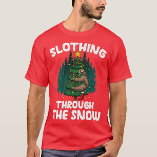 Slothing Through The Snow Sloth Hugging Tree Merry T-Shirt