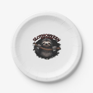 Slothoween Chill And Thrill - Creepy Sloth Classic Paper Plate