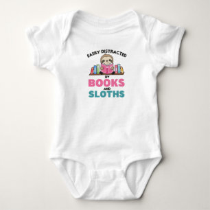 Sloths And Books Funny Saying With Book Baby Bodysuit