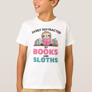 Sloths And Books Funny Saying With Book T-Shirt