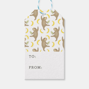 Sloths & Bananas Pattern Gift Tags