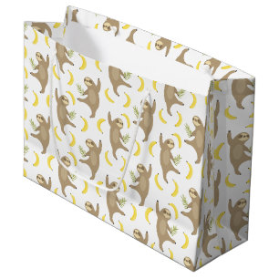 Sloths & Bananas Pattern Large Gift Bag