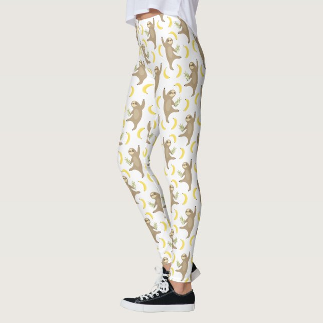 Sloths & Bananas Pattern Leggings (Left)