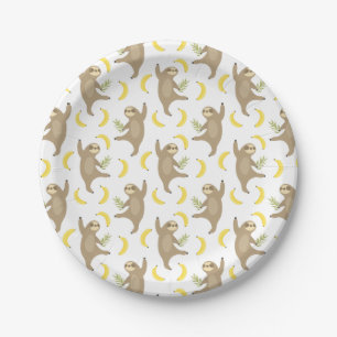 Sloths & Bananas Pattern Paper Plate