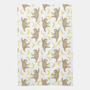 Sloths & Bananas Pattern Tea Towel