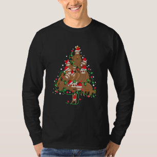 Sloths Christmas Tree Cute Santa Hat Lights for Sl T-Shirt