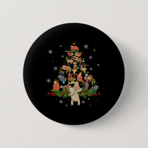 Sloths Christmas Tree Lights Fun Sloths Xmas Gift  6 Cm Round Badge