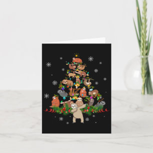 Sloths Christmas Tree Lights Fun Sloths Xmas Gift  Card