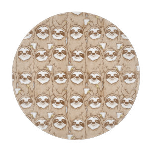 Sloths & Coffee Pattern Cutting Board