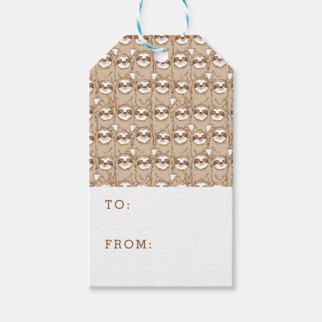 Sloths & Coffee Pattern Gift Tags (Front)