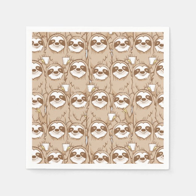 Sloths & Coffee Pattern Napkin (Front)