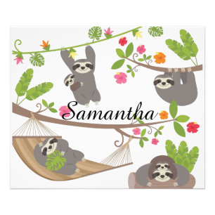 Sloths Custom Personalised Name Photo Print