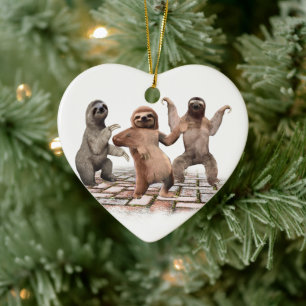 Sloths Dancing Funny Cute Gifts For Animal Lovers Ceramic Tree Decoration