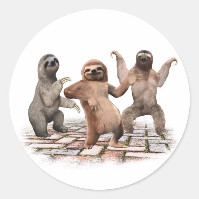 Sloths Dancing Funny Cute Gifts For Animal Lovers Classic Round Sticker (Front)